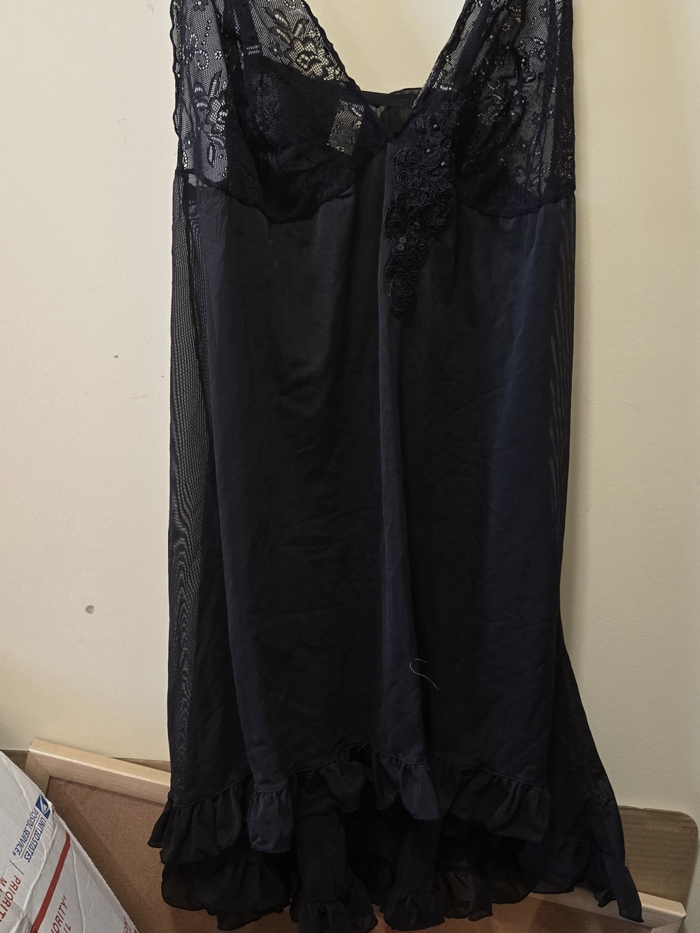 Black Lace Trim Slip Dress